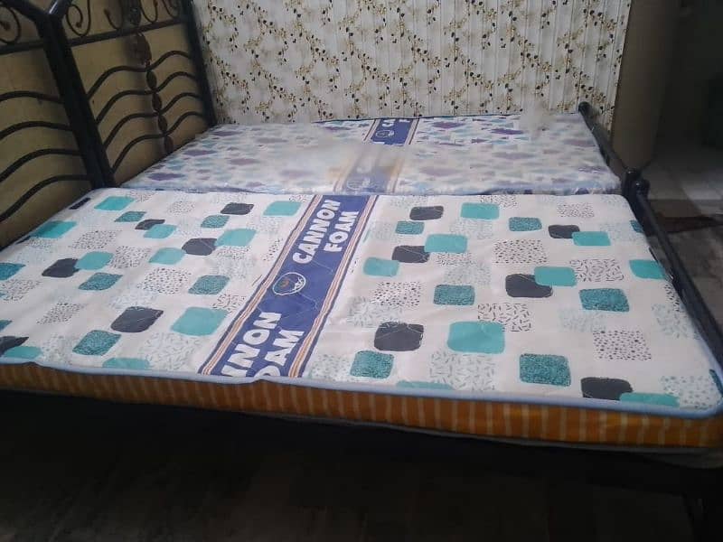 2 single iron beds with mattresses for sale in Karachi 1