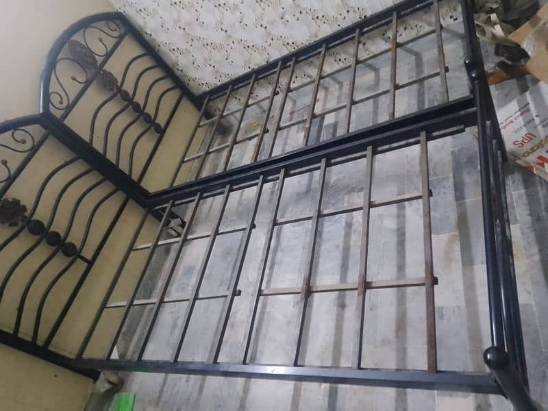 2 single iron beds with mattresses for sale in Karachi 4