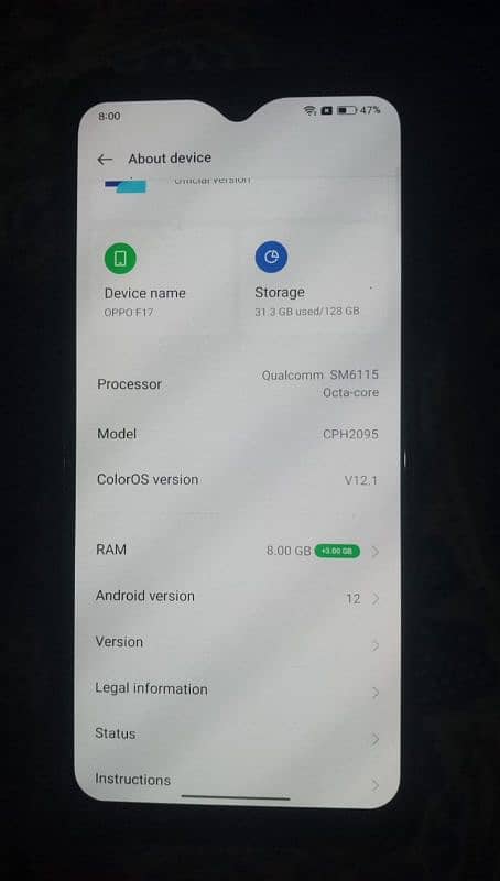 Oppo F17 8/128 gb+3gb 10/9 condition 2