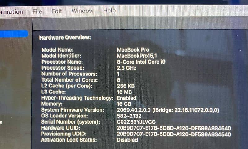 MACBOOK PRO 2019 (CORE i9)(16/512) 8