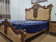 carving bed set new not used king size cinyoti style without mattris