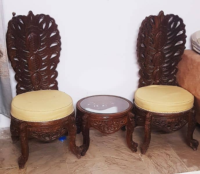 Chinnioti wooden Coffee table sofa seat set 1