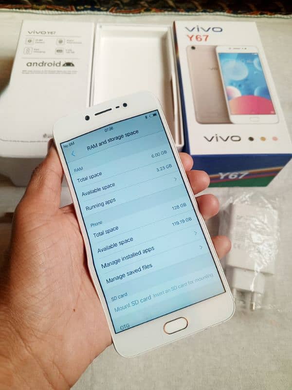 vivo y67 (6/128)* face and finger lock and complete Box 1