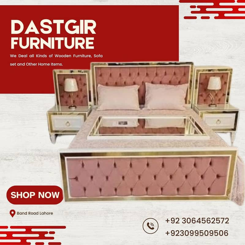 Double Bed - Bed Set - Side Table - Dressing - Poshish Bed For Sale 5