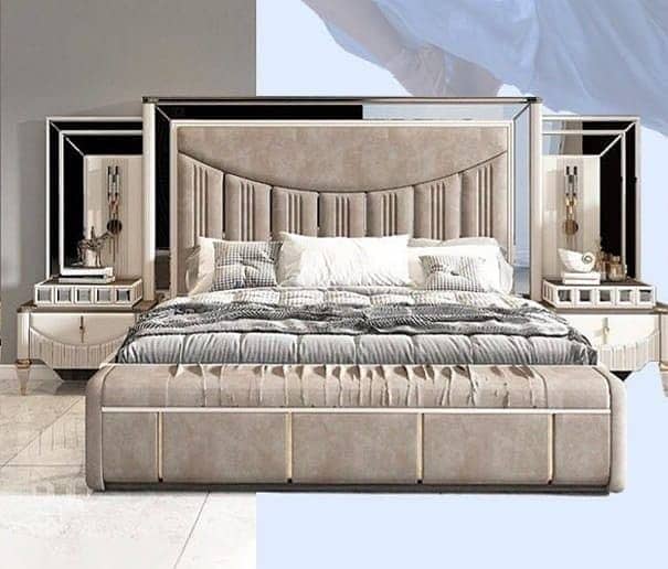 Double Bed - Bed Set - Side Table - Dressing - Poshish Bed For Sale 5