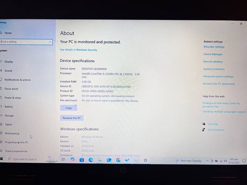 HP ProBook 6560b Core i5 2nd Gen 4GB Ram 320GB HDD 3