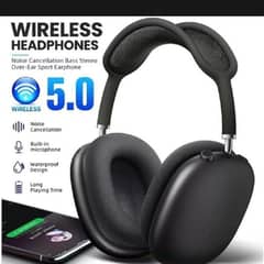 Black wireless HeadPhone With long lasting bettery & noice Earbuds 2