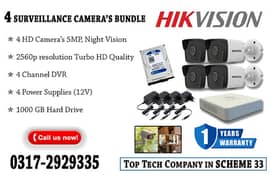 4 CCTV Cameras Bundle 5mp Brand HIKVision