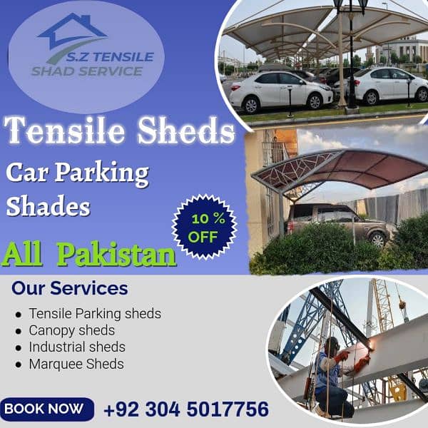 Car Parking shades, Canopy shade, Upvc tensile shed, Porch, Wall mount 0