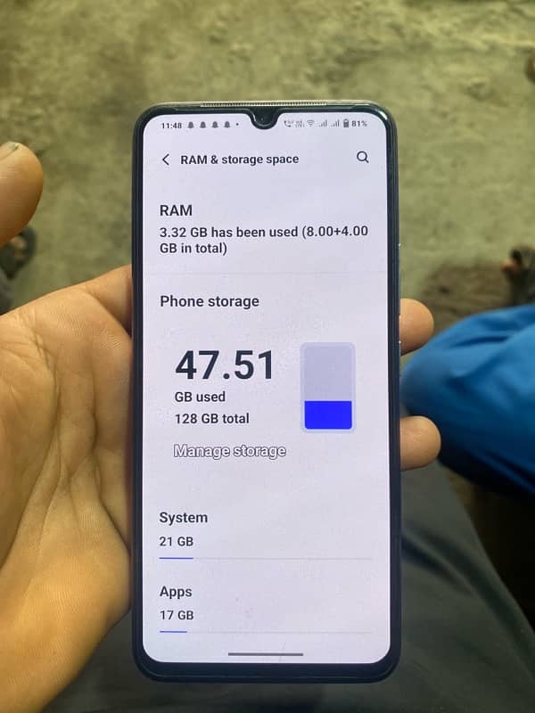 vivo v 20 8 + 4 ram 128 rom 4