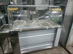 Bain Marie 4.5 Feet Glass Stainless Steel Display Bakery Counter