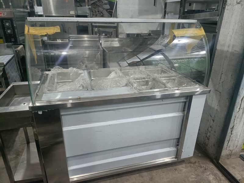 Bain Marie 4.5 Feet Glass Stainless Steel Display Bakery Counter 0