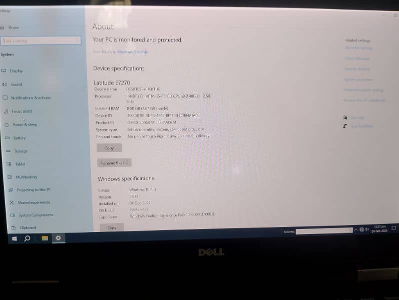 Dell Latitude E7270 i5 6th 8gb+225 ssd 6