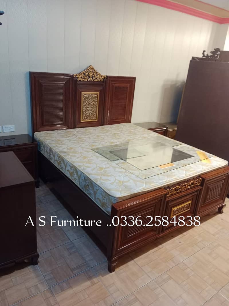 Double bed/king size bed/dressing table/bed set/wooden bed/furniture 11