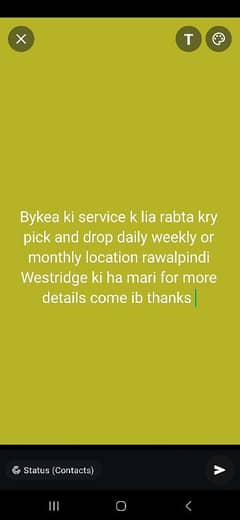 bykea ki service k lia rabta kry