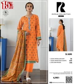 3 Pcs Women's Unstitched Lawn Printed Suit Fabric: Lawn CashOnDelivery