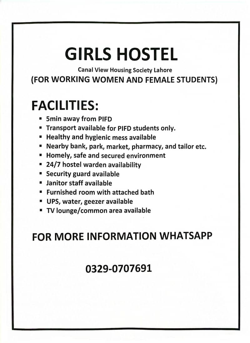 Girl hostel for students and working women 0