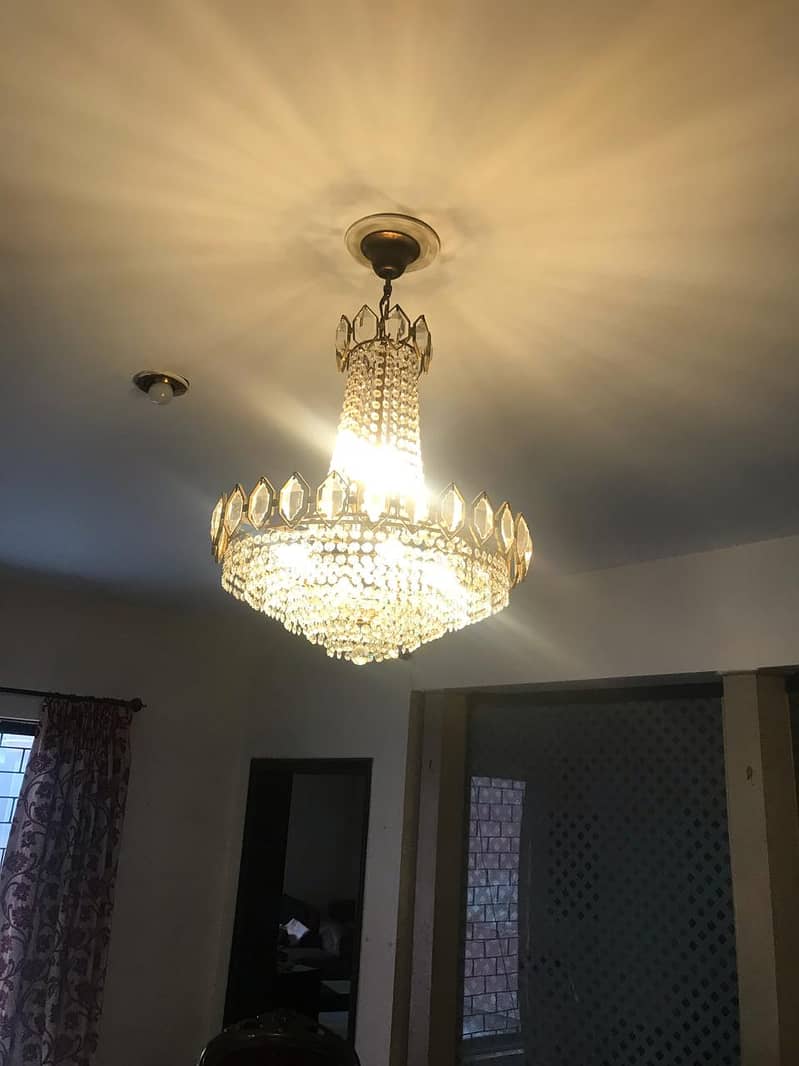 5 Antique Bohemian Crystal Chandeliers with Side Brackets 0