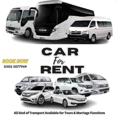 CAR FOR RENT ( All Kind of Transport Availble for Tours & Marriage )