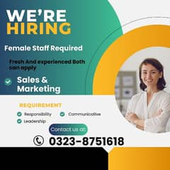 Sales & Marketing Staff Required || Female Staff || Jobs