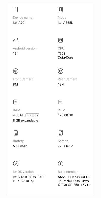 itel A70 4+4.128gb 3