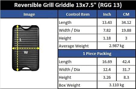 RTRGG13 Reversible Grill Griddle 13 in x 7.5 in, Cast Iron Krucible Ki 1