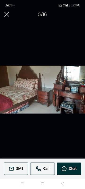 Solid Black Tali Wood Bed Set with Dressing Table & Side Table 1