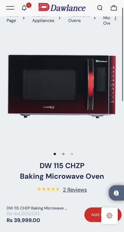 Almost new Dawlance H+zone microwave + griller 6