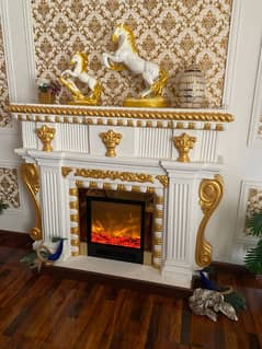 Electric fireplace . Marble fireplace - fire place - Pvc wall panel