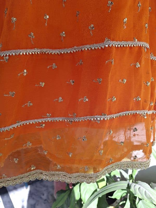 orange chiffon tilla work with laces 3