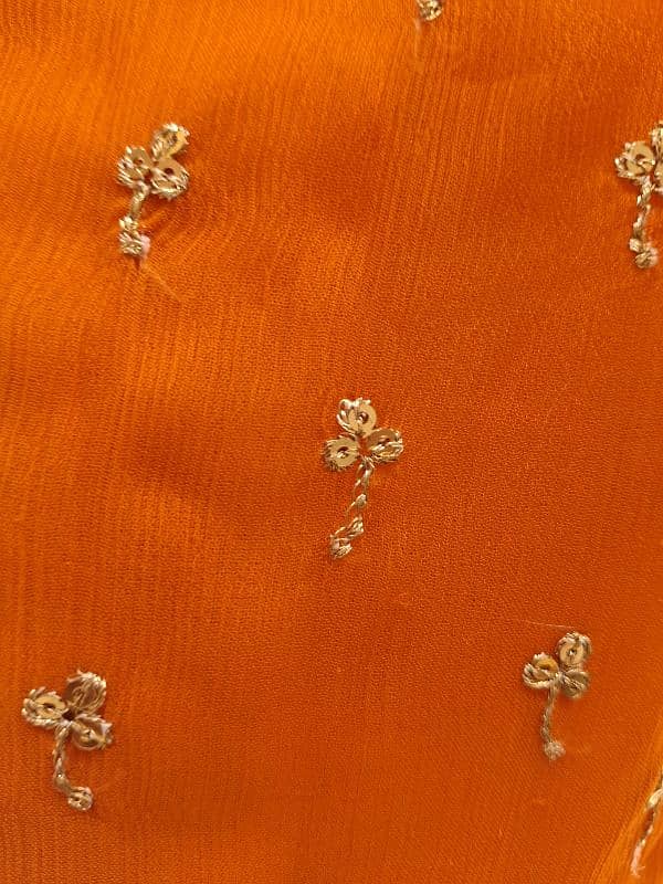 orange chiffon tilla work with laces 4