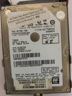 Hitachi 750 GB laptop HDD drive