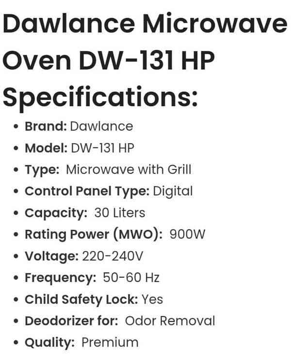 Dawlance DW-131-HP is a 30-liter for sale 0