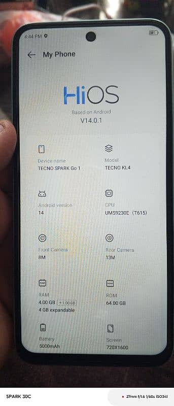 Techno spark go 1 4+4 ram 64 gb rom 1