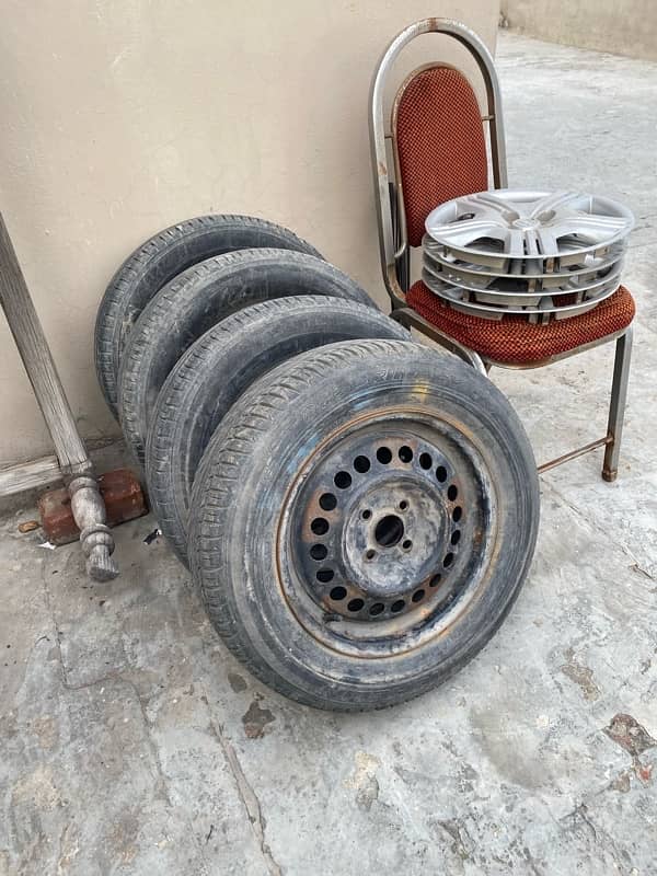 STEEL RIMS WITH TYRES 15 INCHES 4x100 0