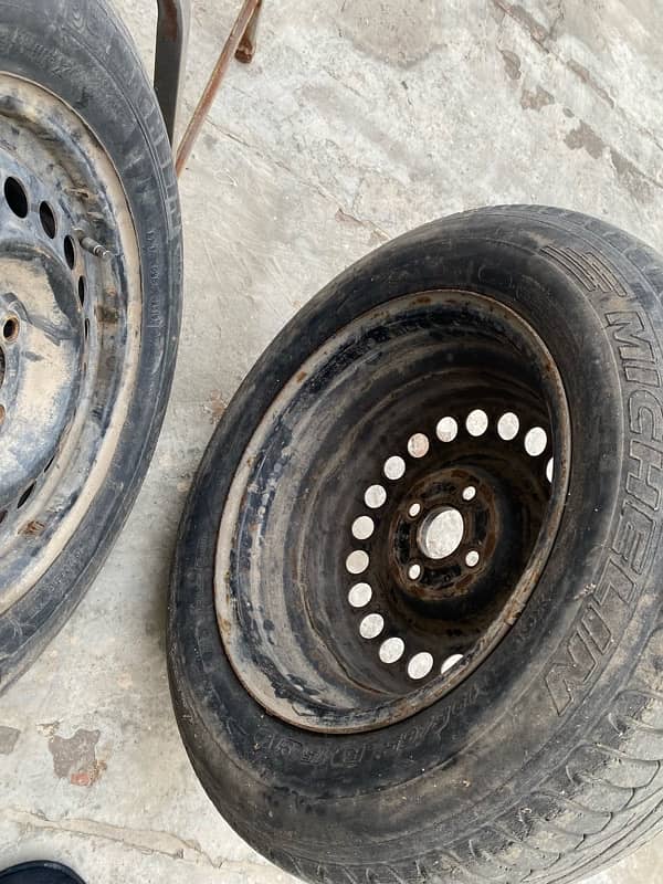 STEEL RIMS WITH TYRES 15 INCHES 4x100 2