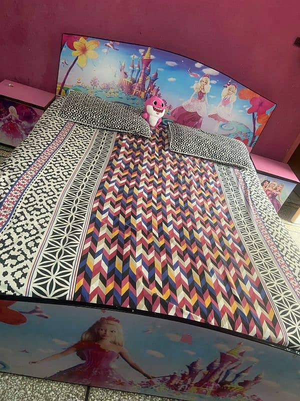 barbie king sized bed with dressing and side table 1