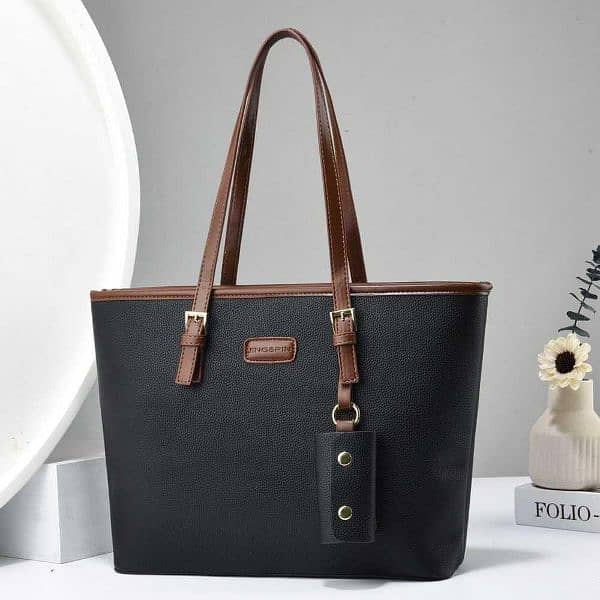 Women rexine plain tote bag 1