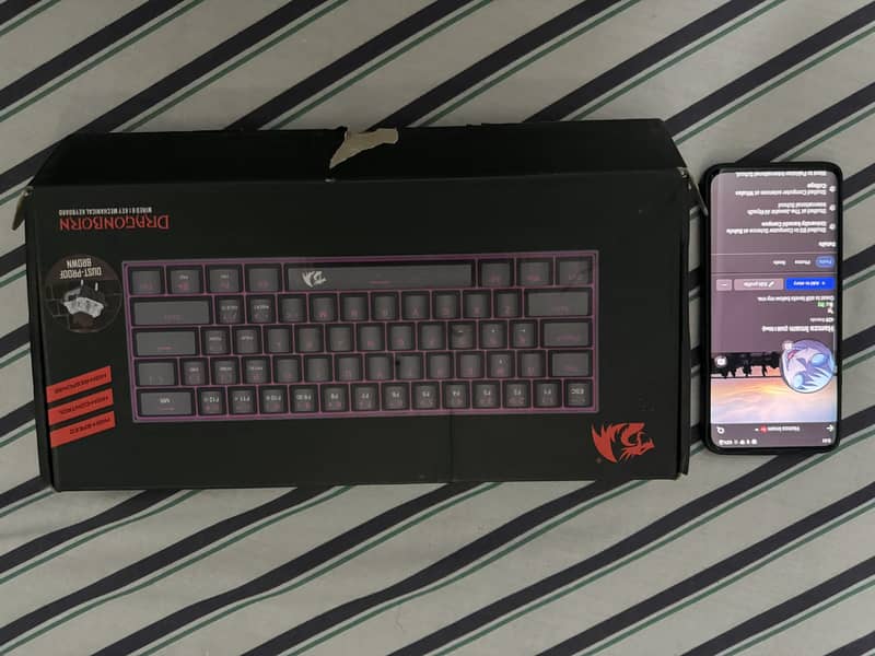 Redragon K630 Dragonborn 60% Wired Gaming Black Keyboard - Pink Light 1