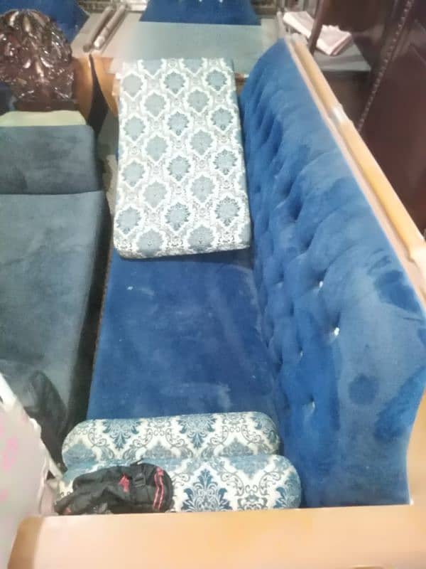 URGENT SALE!  Premium Blue Velvet 5-Seater Sofa + Bedset | Handmade | 1