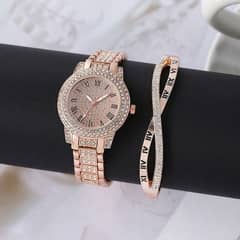 GIRLS WATCH WITH BRACELET NECKLACE RING AND TOPS