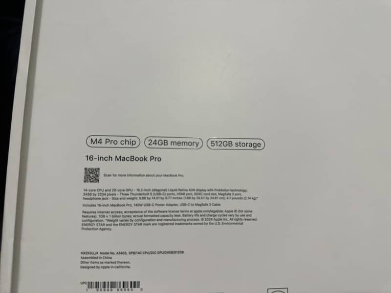 Apple MacBook M4 Pro | 16.2-inch 48GB | 512GB | BLACK | | NEW 1