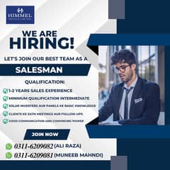 We Are Hiring A Sales Man For Our Company