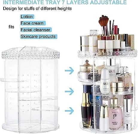 360 Rotating Decorative Diamond Cosmetic Organizer 10inch in pakistan 3