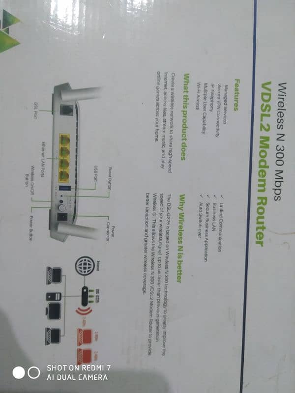 VDSL2 wifi router wireless N 300 Mbps with box , please whattsapp 0