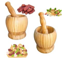01 Set Wooden Pestle And Mortar For Crushing | Woden Chattu Watta Fo