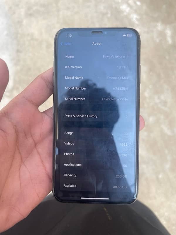 Xs max non pta factory unlock 256 gb  79% bh 7