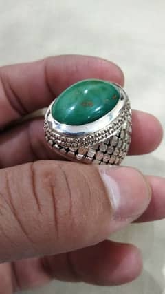 Natural Hussaini Feroza Stone Silver Ring