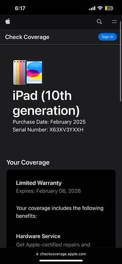 iPad 10th Generation 64GB 11 months Apple-Warranty