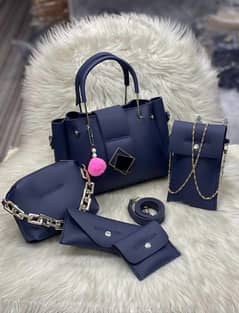 Chic Women’s Hand Bag Set -5 Pcs in Blue